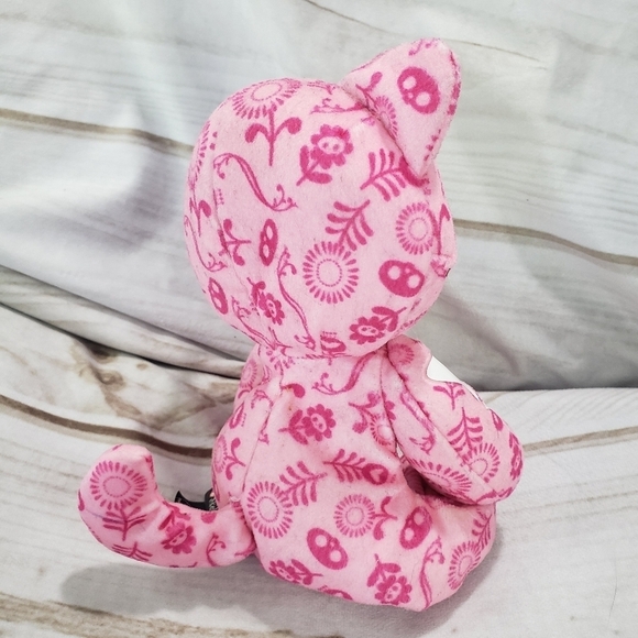 Rare Skelanimals Plush Kit Kat Floral Pattern Stuffed Doll 7 Pink White 7 Inch - Picture 8 of 13